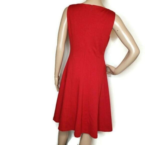 Nine West Red Sleeveless A-Line Dress with fitted bust Size 8 classic classy - Picture 8 of 8